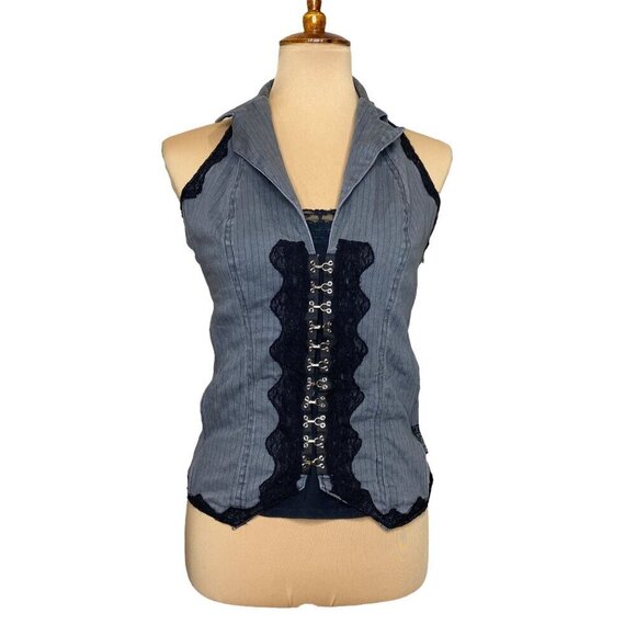 Tripp nyc Tops - TRIPP NYC Y2K Corset Halter Top Gray Goth Punk Size Large